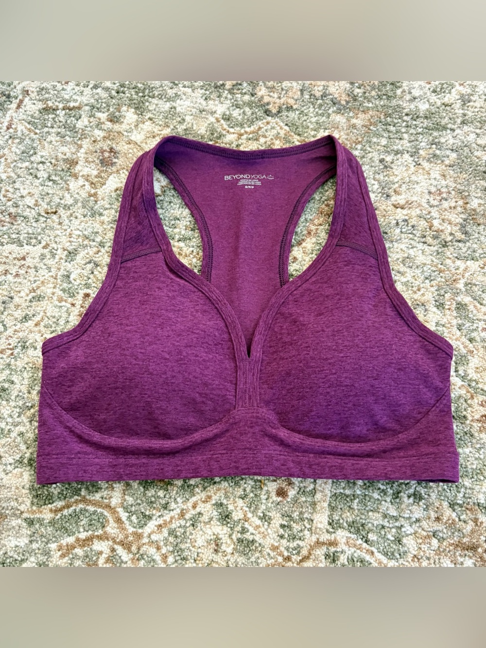 Beyond Yoga Spacedye Lift Your Spirits Bra Small Removable Cups Pink Purple